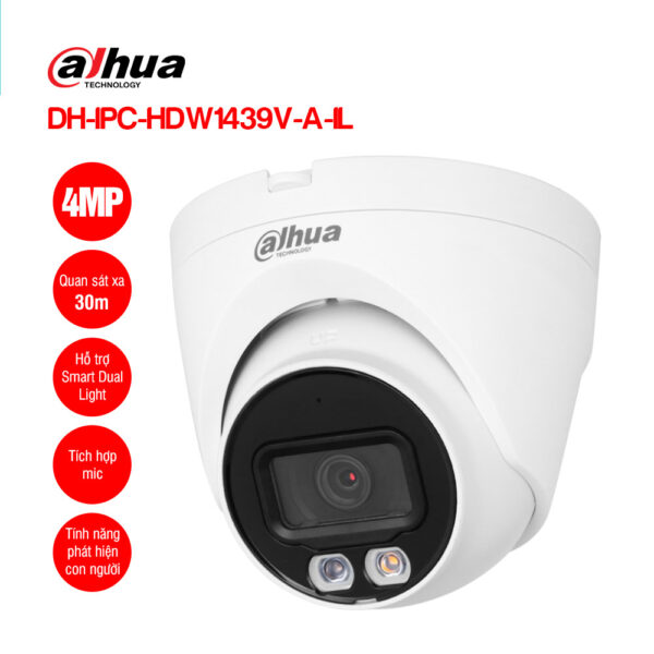 Camera IP 4MP Dome DAHUA DH-IPC-HDW1439V-A-IL