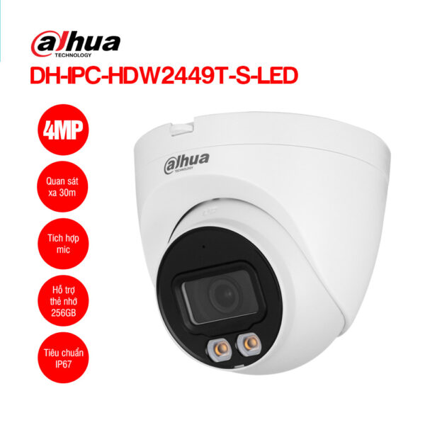 Camera IP 4MP Dome DAHUA DH-IPC-HDW2449T-S-LED
